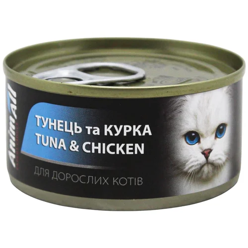 Корм вологий AnimAll з тунцем та куркою для котів 85г