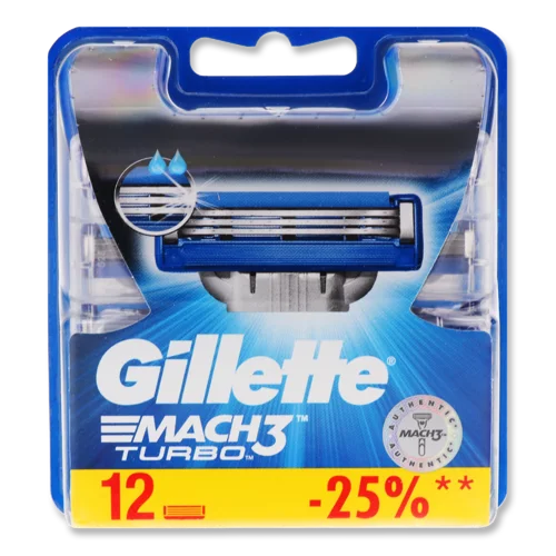 Касети Змінні Для Гоління Turbo Mach 3 Gillette, 12 шт