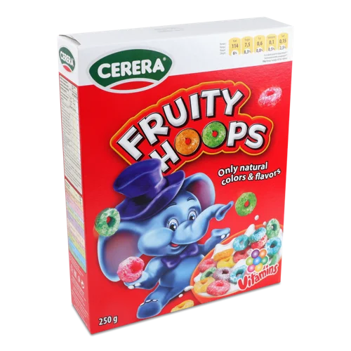 Сухий Сніданок Кольорові Кільця Fruity Hoops, в/ґ, к/у 250г