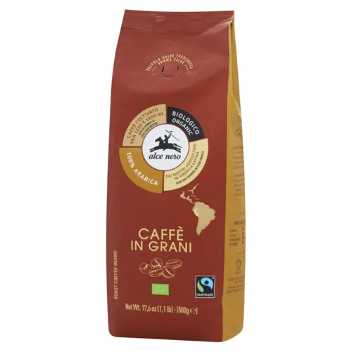Кава Alce Nero Арабіка в зернах органічна 500г