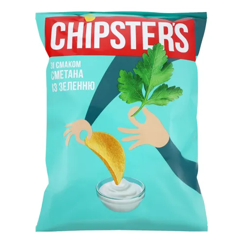 Чіпси картопляні зі смаком сметани із зеленню Chipster's м/у 130г