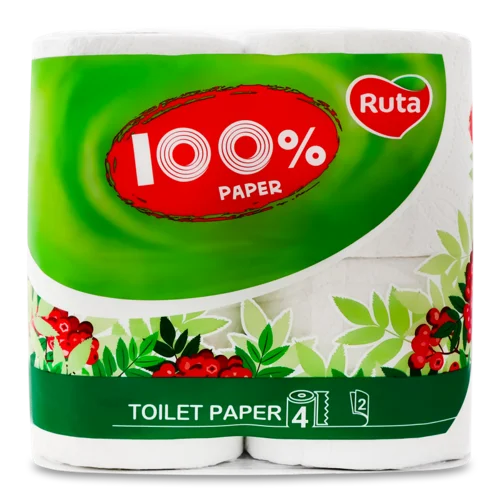 Папір туалетний RUTA, м'який, 3-шаровий, 4 рулони