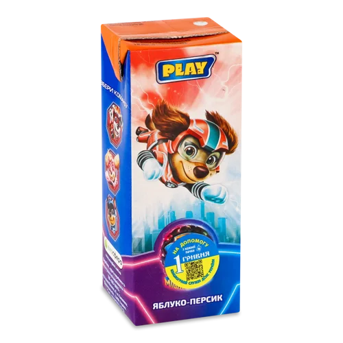 Сік З М'якоттю Вищого Ґатунку Яблуко-Персик Paw Patrol Картонна Упаковка, 200мл