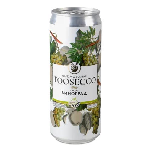 Сидр В/ґ 330мл 5% сухий газований пастеризований, виноград, з/б