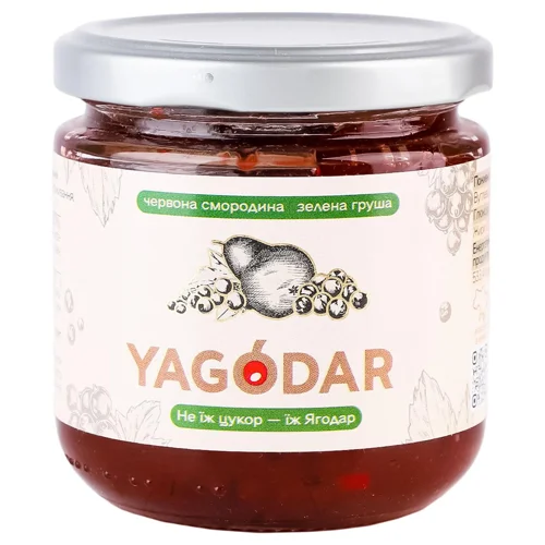 Джем Yagodar червона смородина-зелена груша 210г