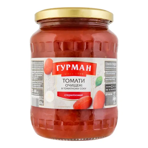 Томати очищені в томатному соку Гурман с/б 680г