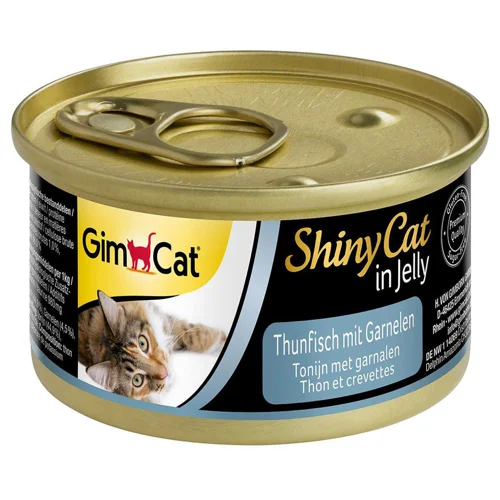 Корм вологий GimCat Shiny Cat з тунцем та креветками для котів 70г