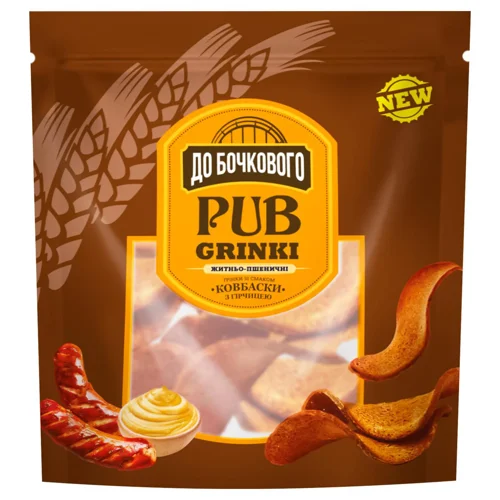 Грінки До Бочкового Pub Grinki Ковбаски з гірчицею хвилясті 90г