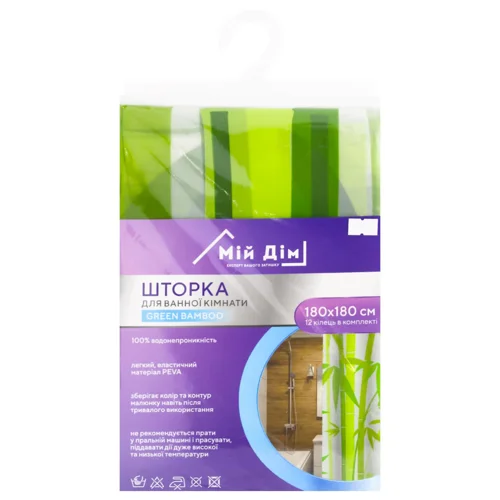 Шторка для ванної Мій дім Green Bamboo 180Х180см