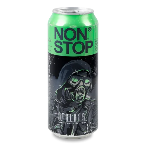 Напій Енергетичний Безалкогольний Сильногазований Stalker Green Non Stop, Залізна Банка 500мл