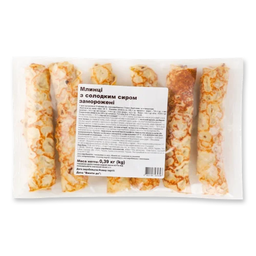 Млинці Заморожені З Солодким Сиром ТОВ Югфуд м/у, 0.39 кг