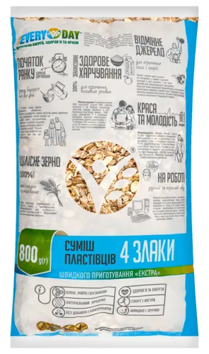 EVERY DAY СУМІШ ПЛАСТІВЦІВ (4-Х ЗЛАКІВ) ПЛАСТИКОВА УПАКОВКА 0,8КГ