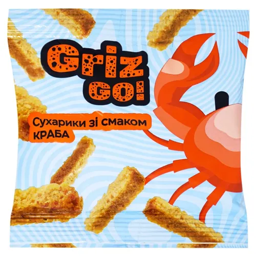 Сухарики GrizGo! пшенично-житні зі смаком крабу 35г