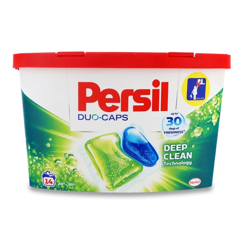 Миючий Засіб для Прання Білих та Світлих Речей в капсулах Duo-Caps Deep Clean Percil, 14х23г
