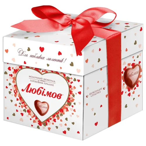 Цукерки Любимов в молочному шоколаді з горіховим праліне 208г