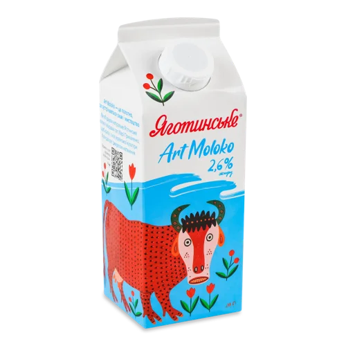 Молоко 2.6% Пастеризоване Art Moloko Яготинське, Т/п, 750г