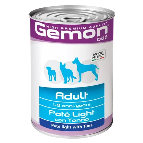 Корм вологий Gemon Pate Light з тунцем для дорослих собак всіх порід із зайвою вагою 400г