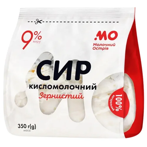 Сир кисломолочний Молочний острів Зернистий 9% 350г
