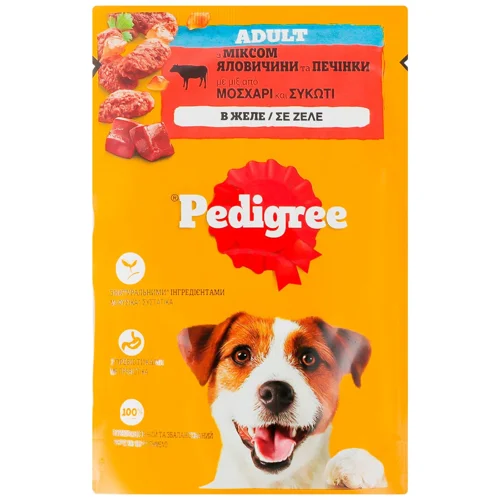 Корм для собак Pedigree з яловичиною в желе 100г