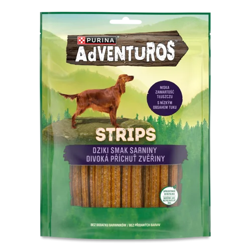 Корм Додатковий Для Дорослих Собак Смужки Зі Смаком Оленини Stripes Adventuros, в/к, 90г