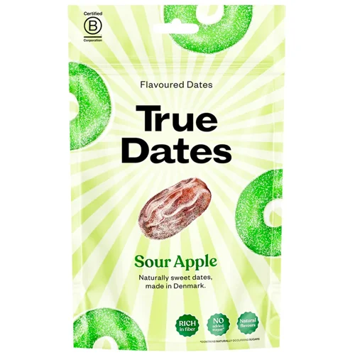 Фініки True Dates сушені зі смаком зелене яблуко 100г