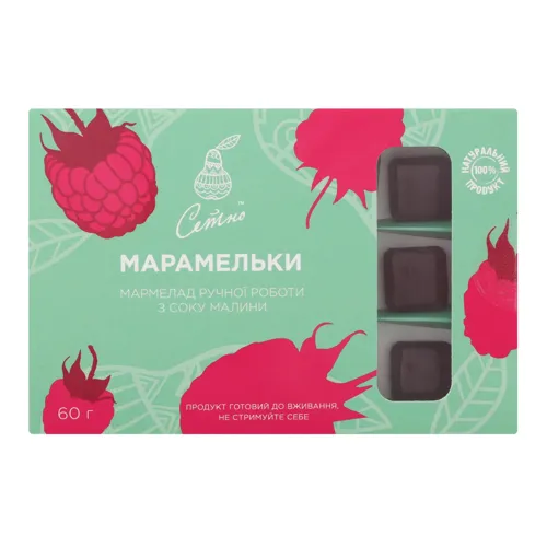 Мармелад ручної роботи з соку малини Марамельки Сетно к/у 60г