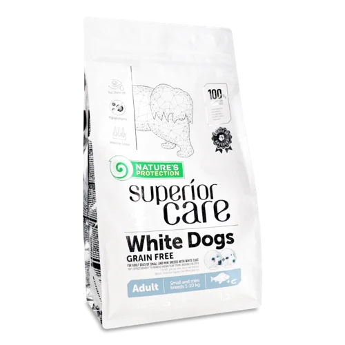 Корм сухий для дорослих собак малих і міні порід Fish White Dogs Superior Care Nature's Protection, в/ґ, 1.5 кг