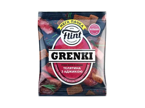 Грінки Flint Сraft житні зі смаком Телятина з аджикою м/уп 100г