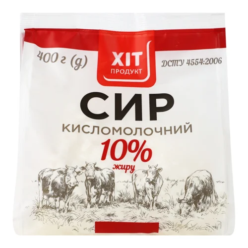 Сир Кисломолочний 10% Жирності Хіт Продукт, 400г