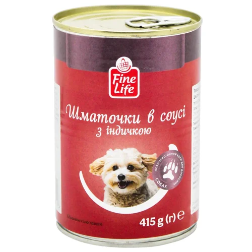 Корм Fine Life Шматочки в соусі з індичкою для дорослих собак 415г