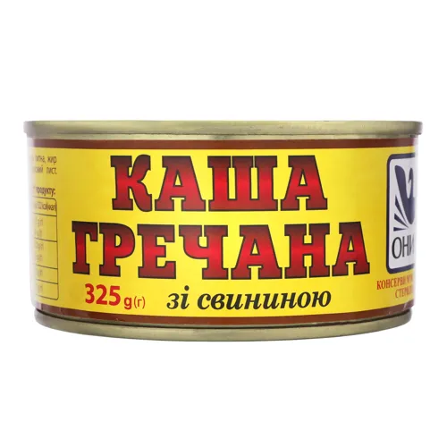 Каша гречана зі свининою Онисс з залізній банці 325г