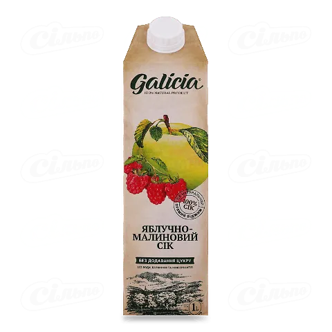 Сік Galicia Яблуко-малина неосвітлений пастеризований 1л