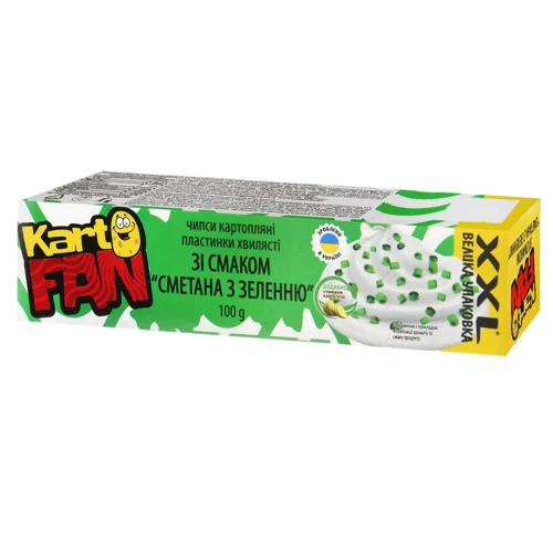 Чипси KartoFan хвилясті зі смаком сметани з зеленню 100г