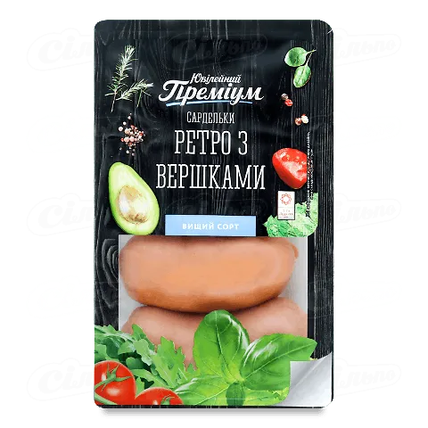 Сардельки «Ювілейний» «Преміум Ретро» з вершками вищого ґатунку м'ясні варені, кг