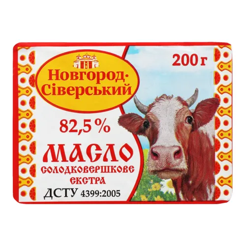 Масло 82.5% солодковершкове Екстра Новгород-Сіверський м/у 200г
