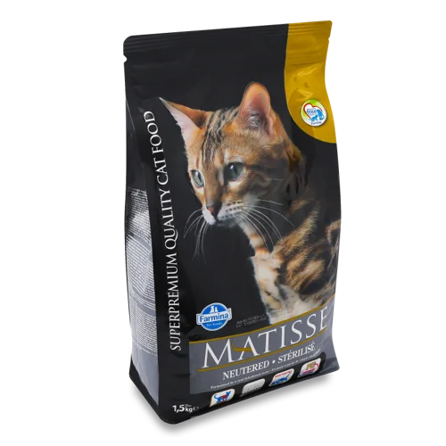 Корм сухий повнораціонний для дорослих кастрованих котів Matisse Farmina, в/к, 1.5 кг