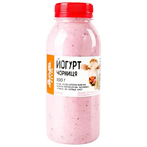 Йогурт «Лавка традицій» «Доообра ферма» з коров'ячого молока «Чорниця», 3,8%, 300г