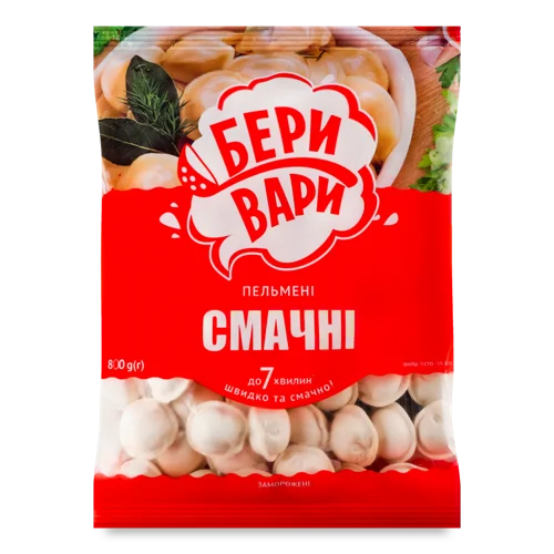 Пельмені Смачні Бери Вари Морожені м/у, 800г