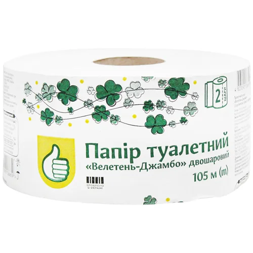 Туалетний папір Auchan Велетень-Джамбо 2-шаровий 105м
