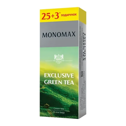 Чай (28ф/п *1,5г) МОNОМАХ EXCLUSIVE GREEN TEA китайський зелений з ярликом к/уп