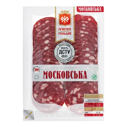 Ковбаса Московська М'ясна Гільдія варено-копчена 0.1кг