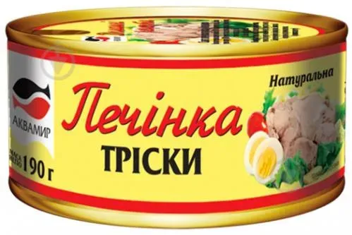Печінка тріски натуральна ключ № 38 190г/24шт Аквамир