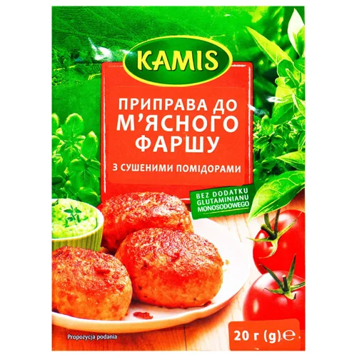 Приправа Kamis до м'ясного фаршу з сушеними помідорами 20г