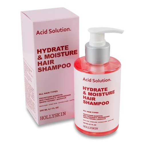 Шампунь Acid Solution Hollyskin для Глибокого Зволоження Шкіри Голови та Волосся, 200мл
