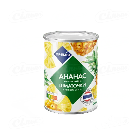 Ананас «Премія»® шматочки в легкому сиропі, 565г