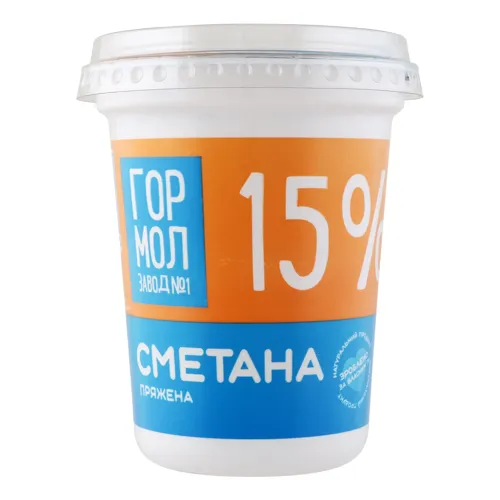 Сметана 15% пряжена Гормолзавод №1 ст 400г