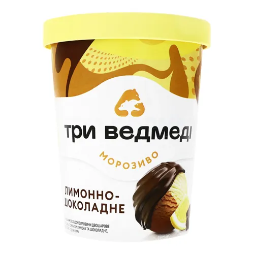 Морозиво 10% Лимонно-шоколадне Три ведмеді відро 500г