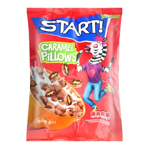 Сніданки сухі зернові Подушечки з начинкою з ароматом карамелі Start! м/у 500г