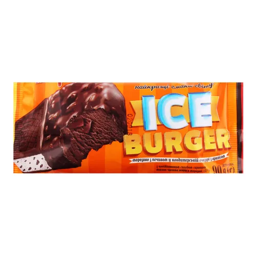Морозиво 12% з печивом у кондитерській глазурі з арахісом Ice burger Laska м/у 90г
