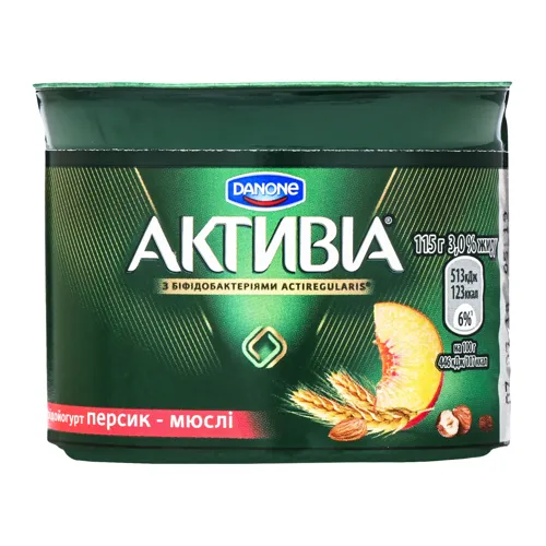 Біфідойогурт 3% персик-мюслі Активія ст 115г